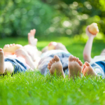 Kids feet in grass